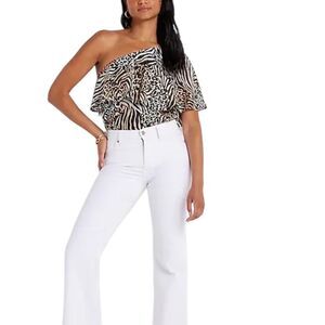 NWT Express Rachel Zoe one shoulder ruffle detail animal print bodysuit small
